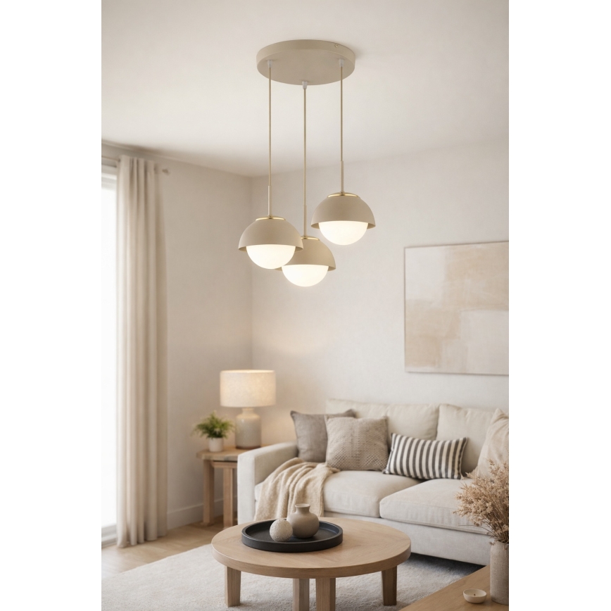 Brilagi - Luster na sajli COSMO 3xE27/60W/230V bež/zlatna