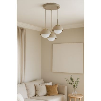 Brilagi - Luster na sajli COSMO 3xE27/60W/230V bež/zlatna