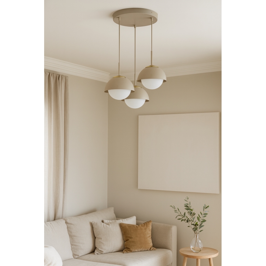 Brilagi - Luster na sajli COSMO 3xE27/60W/230V bež/zlatna