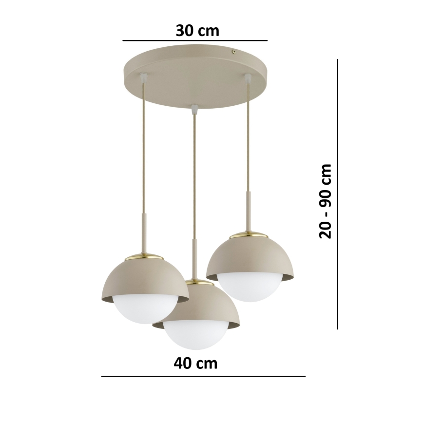 Brilagi - Luster na sajli COSMO 3xE27/60W/230V bež/zlatna
