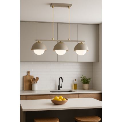 Brilagi - Luster na sajli COSMO 3xE27/60W/230V bež/zlatna