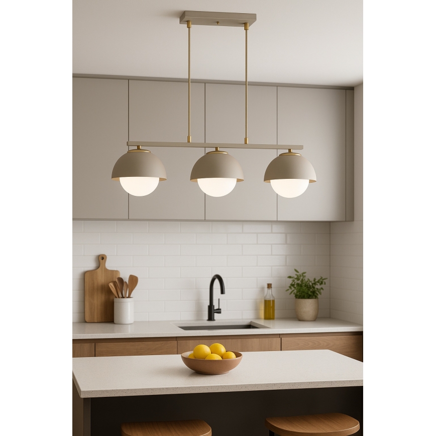 Brilagi - Luster na sajli COSMO 3xE27/60W/230V bež/zlatna