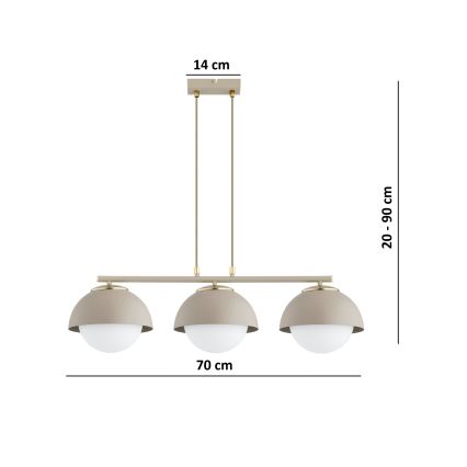 Brilagi - Luster na sajli COSMO 3xE27/60W/230V bež/zlatna