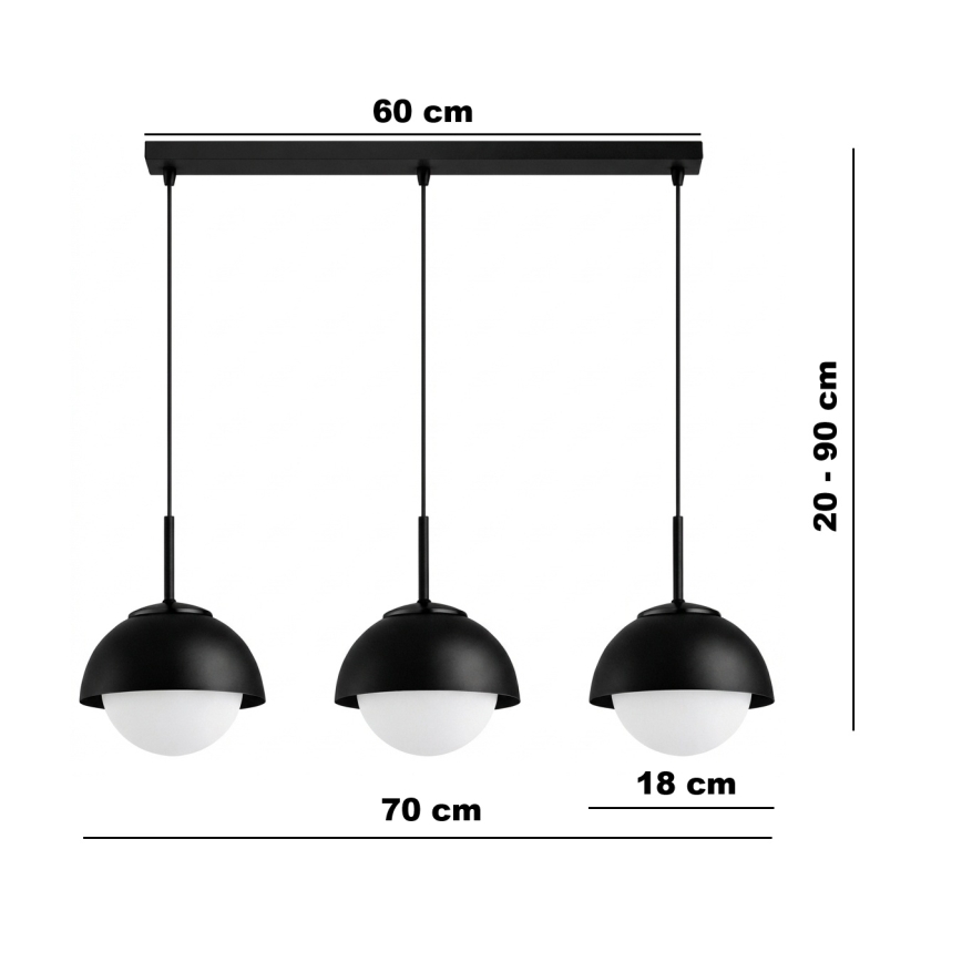 BRILAGI - Luster na sajli COSMO 3xE27/60W/230V crna