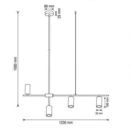 Brilagi - Luster na sajli CRANE 4xGU10/30W/230V bela