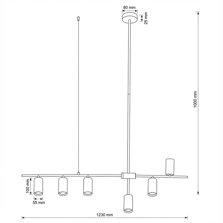 Brilagi - Luster na sajli CRANE 6xGU10/30W/230V crne boje