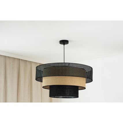 Brilagi - Luster na sajli DAKOTA LUNETA 1xE27/15W/230V prečnik 60 cm crna/ratan