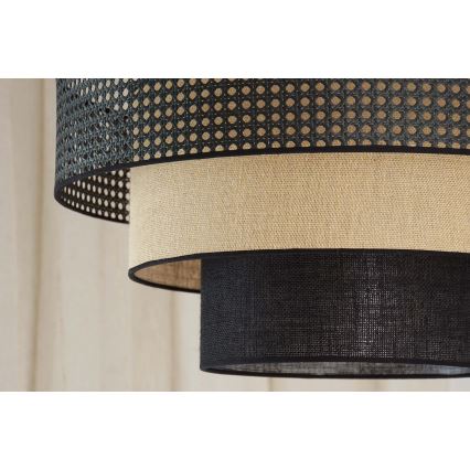 Brilagi - Luster na sajli DAKOTA LUNETA 1xE27/15W/230V prečnik 60 cm crna/ratan