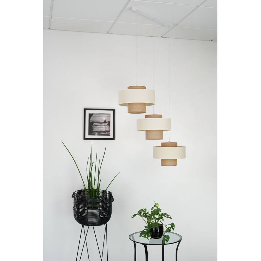 Brilagi - Luster na sajli DALLAS 3xE27/15W/230V braon/krem/bela