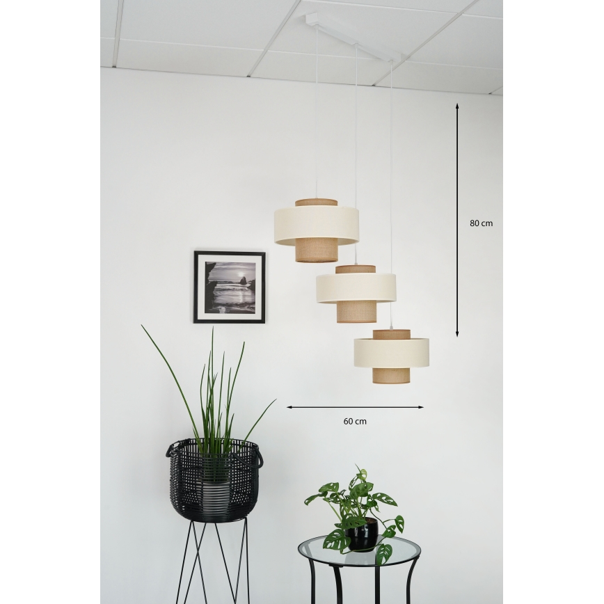 Brilagi - Luster na sajli DALLAS 3xE27/15W/230V braon/krem/bela