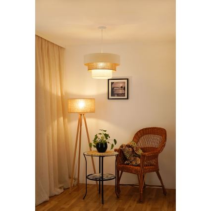 Brilagi - Luster na sajli DENVER LUNETA 1xE27/15W/230V Ø 45 cm bež/braon/krem
