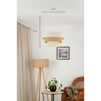 Brilagi - Luster na sajli DENVER LUNETA 1xE27/15W/230V Ø 45 cm bež/braon/krem