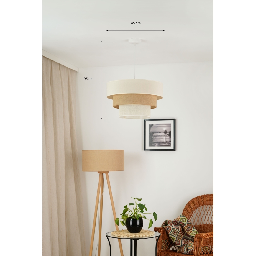Brilagi - Luster na sajli DENVER LUNETA 1xE27/15W/230V Ø 45 cm bež/braon/krem