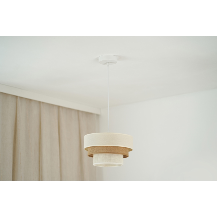 Brilagi - Luster na sajli DENVER LUNETA 1xE27/15W/230V prečnik 25 cm bež/braon/krem
