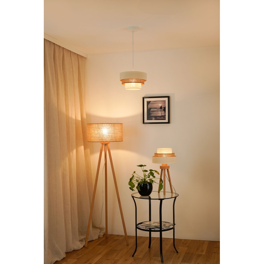 Brilagi - Luster na sajli DENVER LUNETA 1xE27/15W/230V prečnik 25 cm bež/braon/krem