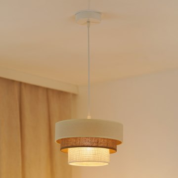 Brilagi - Luster na sajli DENVER LUNETA 1xE27/15W/230V prečnik 25 cm bež/braon/krem