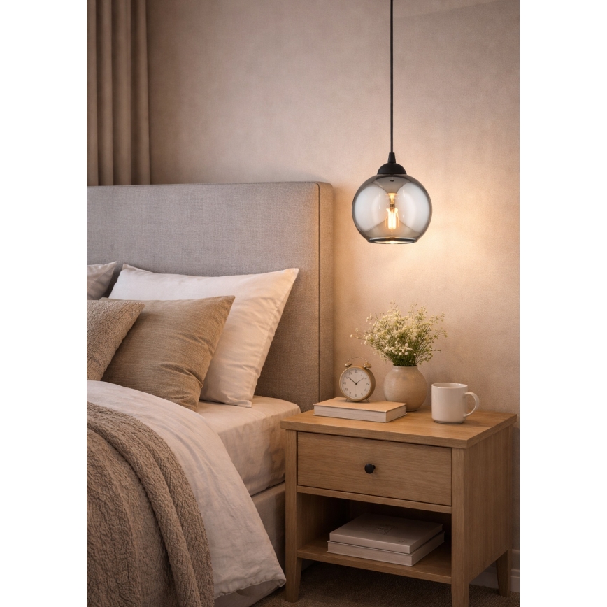 Brilagi - Luster na sajli DIOR 1xE27/60W/230V crna/zadimljena siva