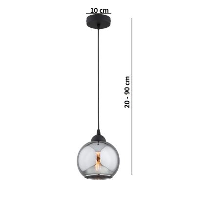 Brilagi - Luster na sajli DIOR 1xE27/60W/230V crna/zadimljena siva