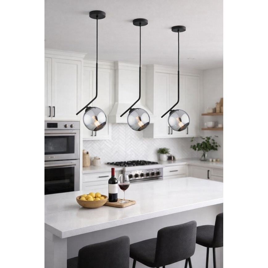 Brilagi - Luster na sajli DIOR 1xE27/60W/230V crna/zadimljena siva