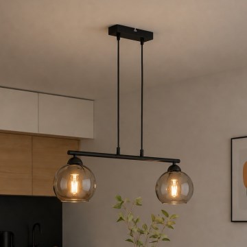 Brilagi - Luster na sajli DIOR 2xE27/60W/230V crna/zadimljena siva