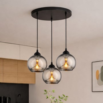Brilagi - Luster na sajli DIOR 3xE27/60W/230V crna/dimljena siva