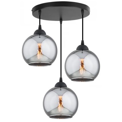Brilagi - Luster na sajli DIOR 3xE27/60W/230V crna/dimljena siva