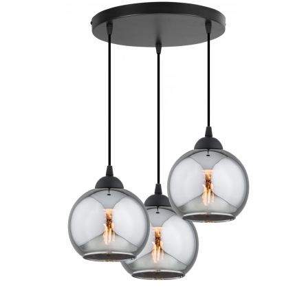 Brilagi - Luster na sajli DIOR 3xE27/60W/230V crna/dimljena siva