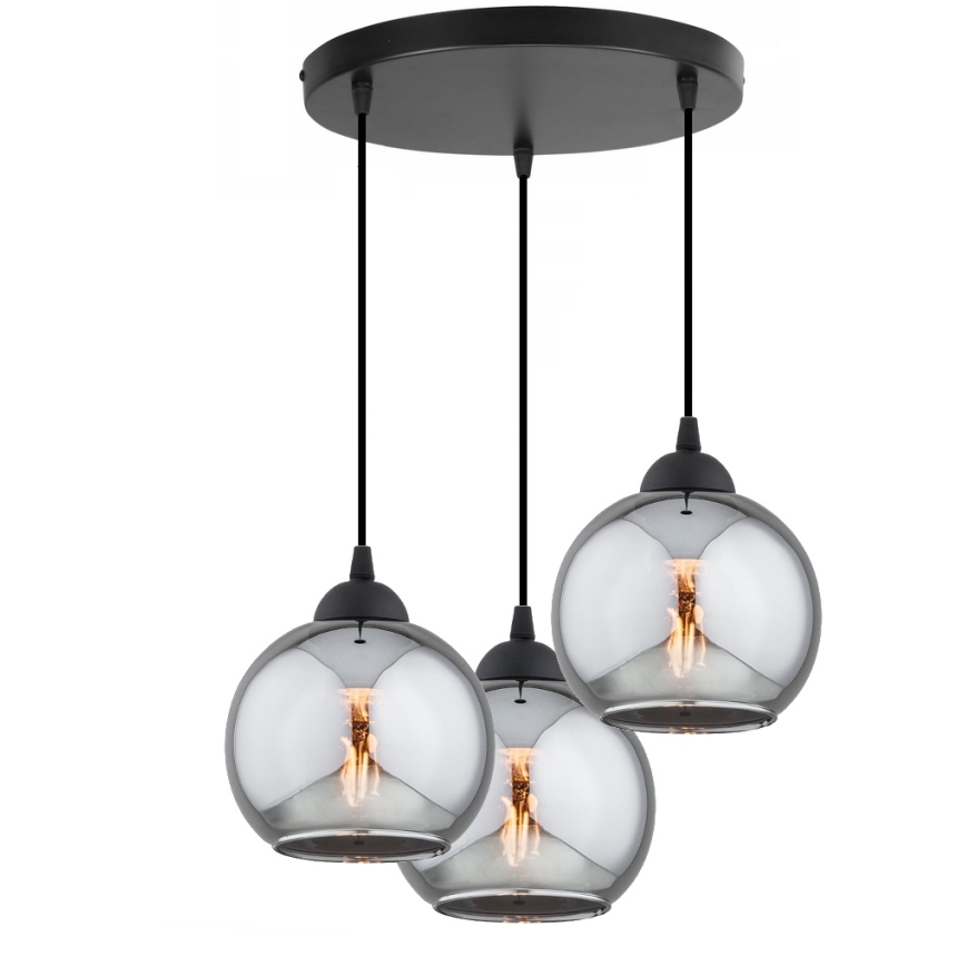 Brilagi - Luster na sajli DIOR 3xE27/60W/230V crna/dimljena siva