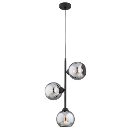 Brilagi - Luster na sajli DIOR 3xE27/60W/230V crna/zadimljena siva