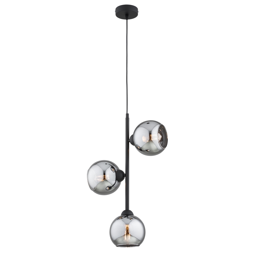 Brilagi - Luster na sajli DIOR 3xE27/60W/230V crna/zadimljena siva