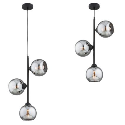 Brilagi - Luster na sajli DIOR 3xE27/60W/230V crna/zadimljena siva