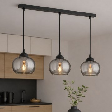 Brilagi - Luster na sajli DIOR 3xE27/60W/230V crna/zadimljeno-siva