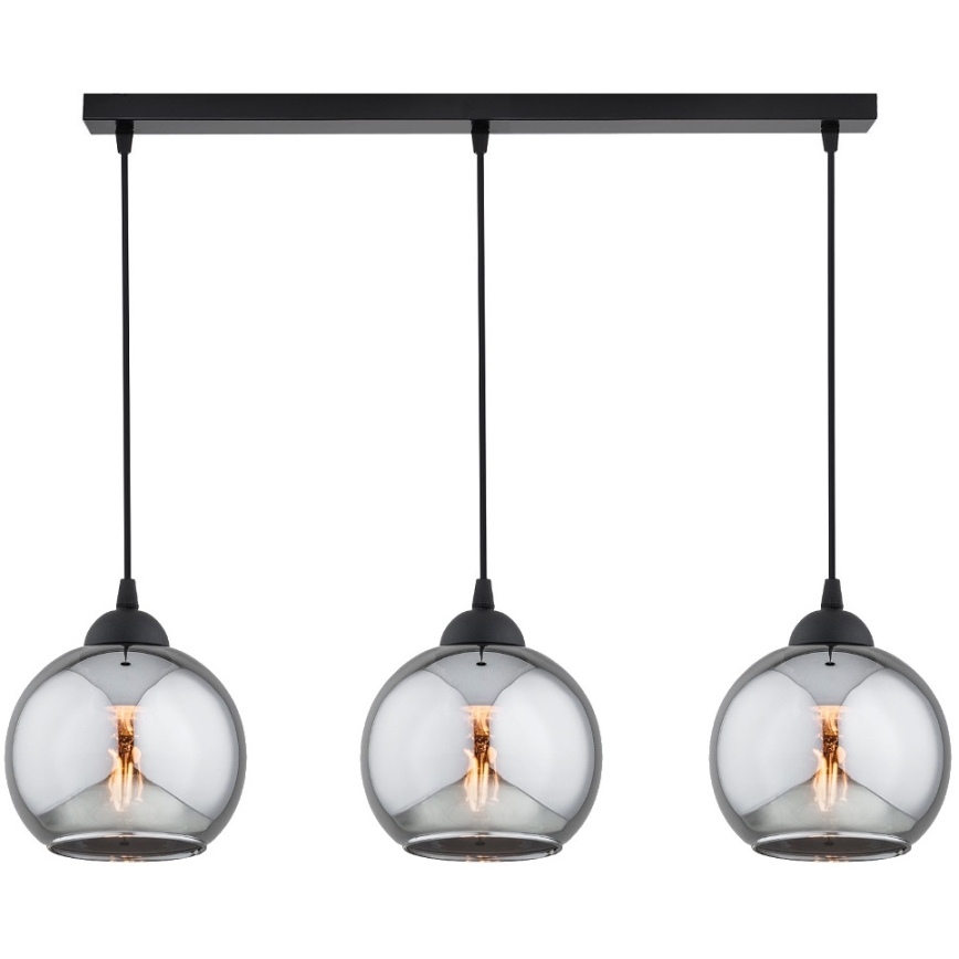 Brilagi - Luster na sajli DIOR 3xE27/60W/230V crna/zadimljeno-siva