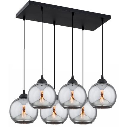 Brilagi - Luster na sajli DIOR 6xE27/60W/230V crna/dimljeno-siva