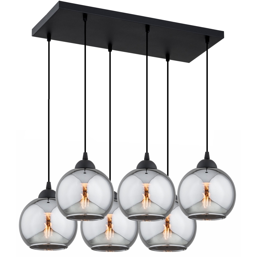 Brilagi - Luster na sajli DIOR 6xE27/60W/230V crna/dimljeno-siva