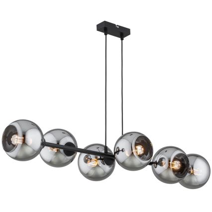 Brilagi - Luster na sajli DIOR 6xE27/60W/230V crna/dimno siva