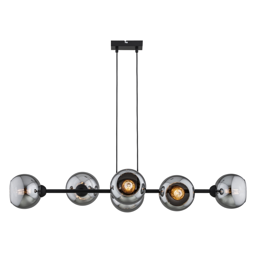 Brilagi - Luster na sajli DIOR 6xE27/60W/230V crna/dimno siva