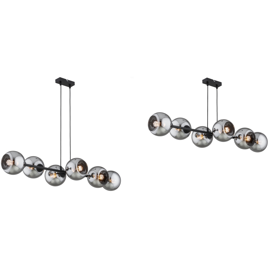 Brilagi - Luster na sajli DIOR 6xE27/60W/230V crna/dimno siva
