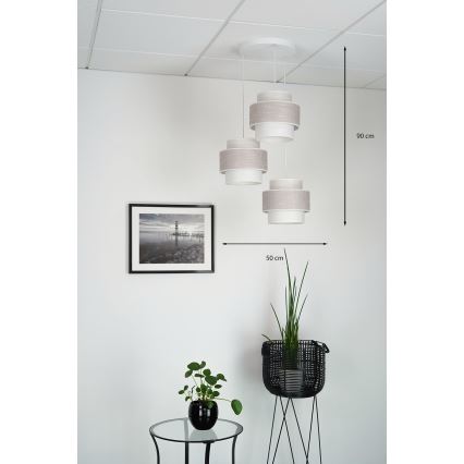 Brilagi - Luster na sajli DOVER SPACE 3xE27/15W/230V siva/krem
