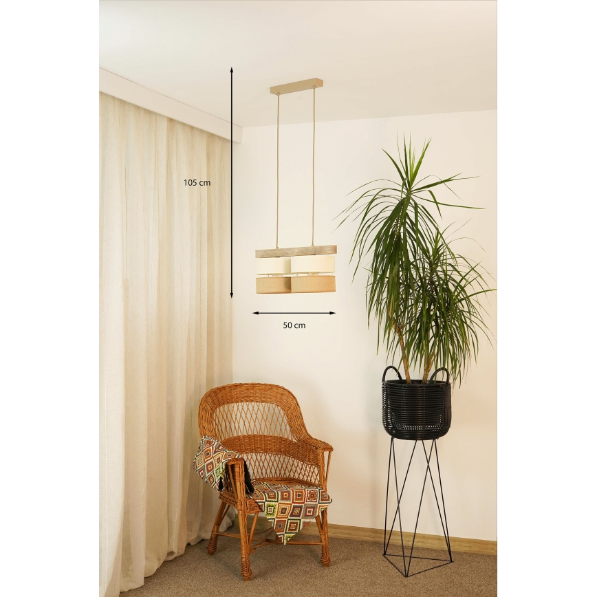 BRILAGI - Luster na sajli FOREST 2xE27/15W/230V borovina/bež/krem