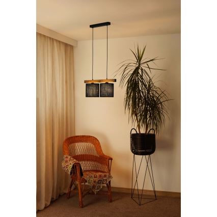 Brilagi - Luster na sajli FOREST 2xE27/15W/230V borovina/crna