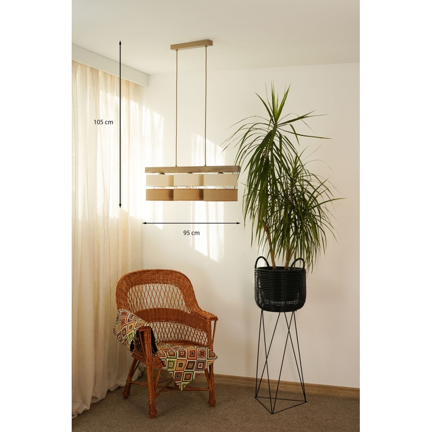 Brilagi - Luster na sajli FOREST 3xE27/15W/230V borovina/bež/krem