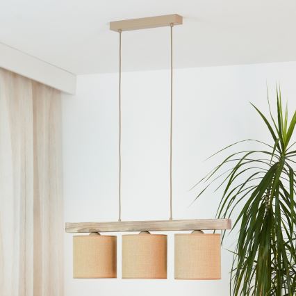 BRILAGI - Luster na sajli FOREST 3xE27/15W/230V borovina/braon