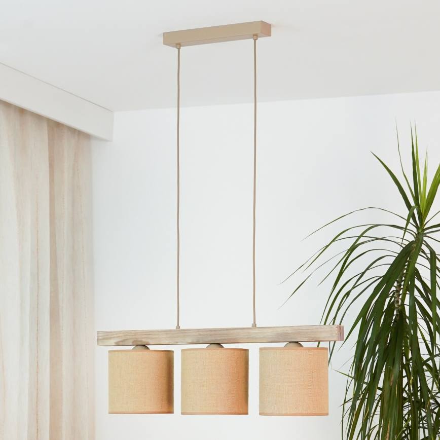 BRILAGI - Luster na sajli FOREST 3xE27/15W/230V borovina/braon
