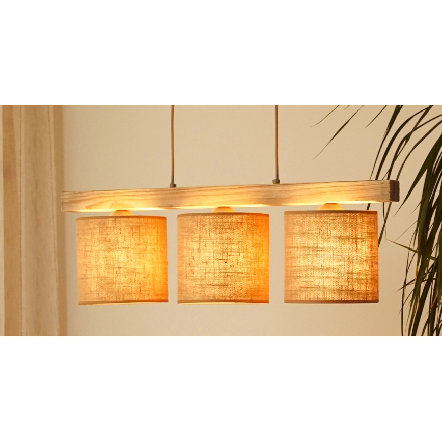 BRILAGI - Luster na sajli FOREST 3xE27/15W/230V borovina/braon