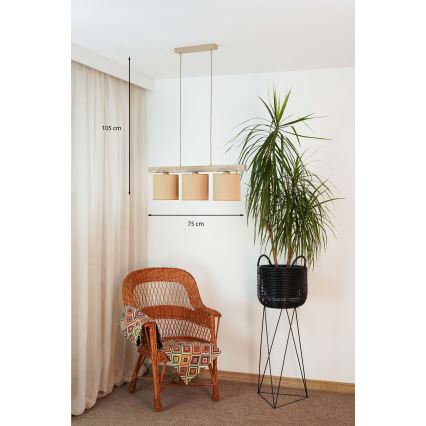BRILAGI - Luster na sajli FOREST 3xE27/15W/230V borovina/braon