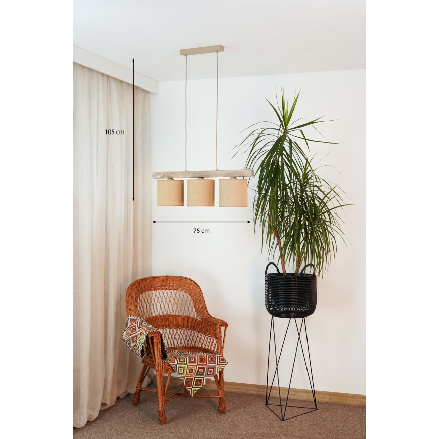 BRILAGI - Luster na sajli FOREST 3xE27/15W/230V borovina/braon