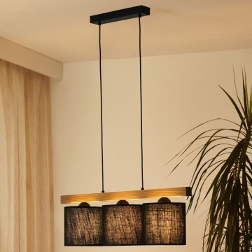 Brilagi - Luster na sajli FOREST 3xE27/15W/230V borovina/crna
