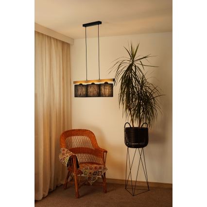BRILAGI - Luster na sajli FOREST 3xE27/15W/230V borovina/crna