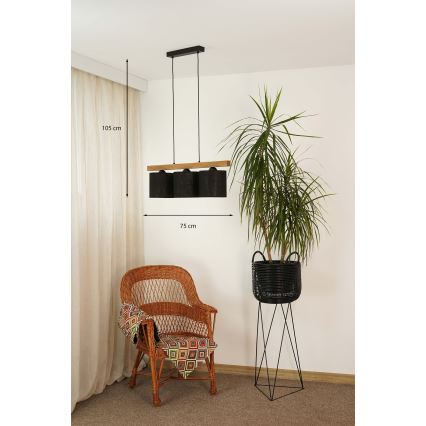 BRILAGI - Luster na sajli FOREST 3xE27/15W/230V borovina/crna